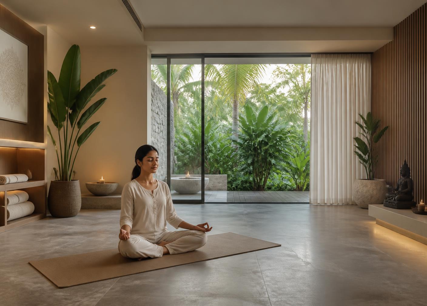 Serene wellness lounge within the residences